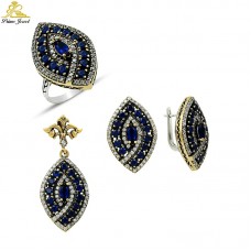 Gümüş Otantik Taşlı Set